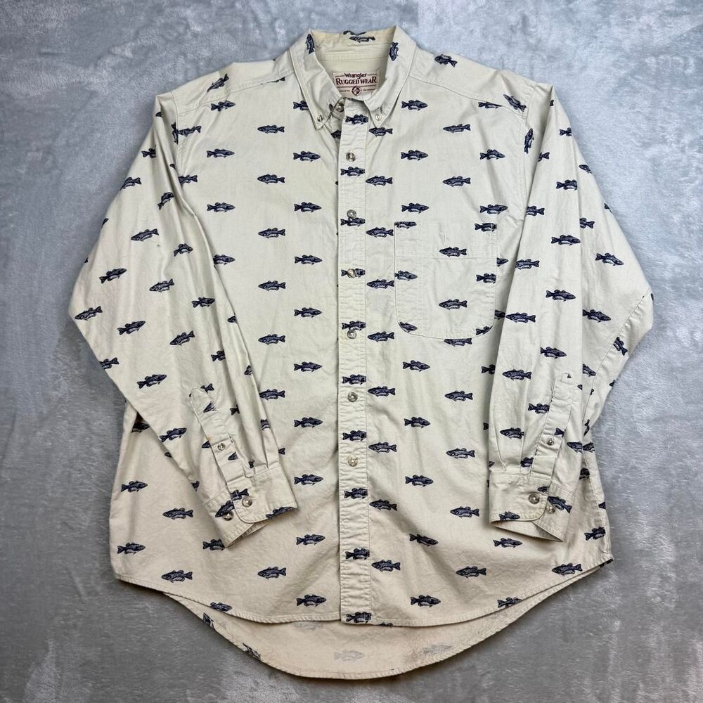Wrangler Men's Cream and White Shirt